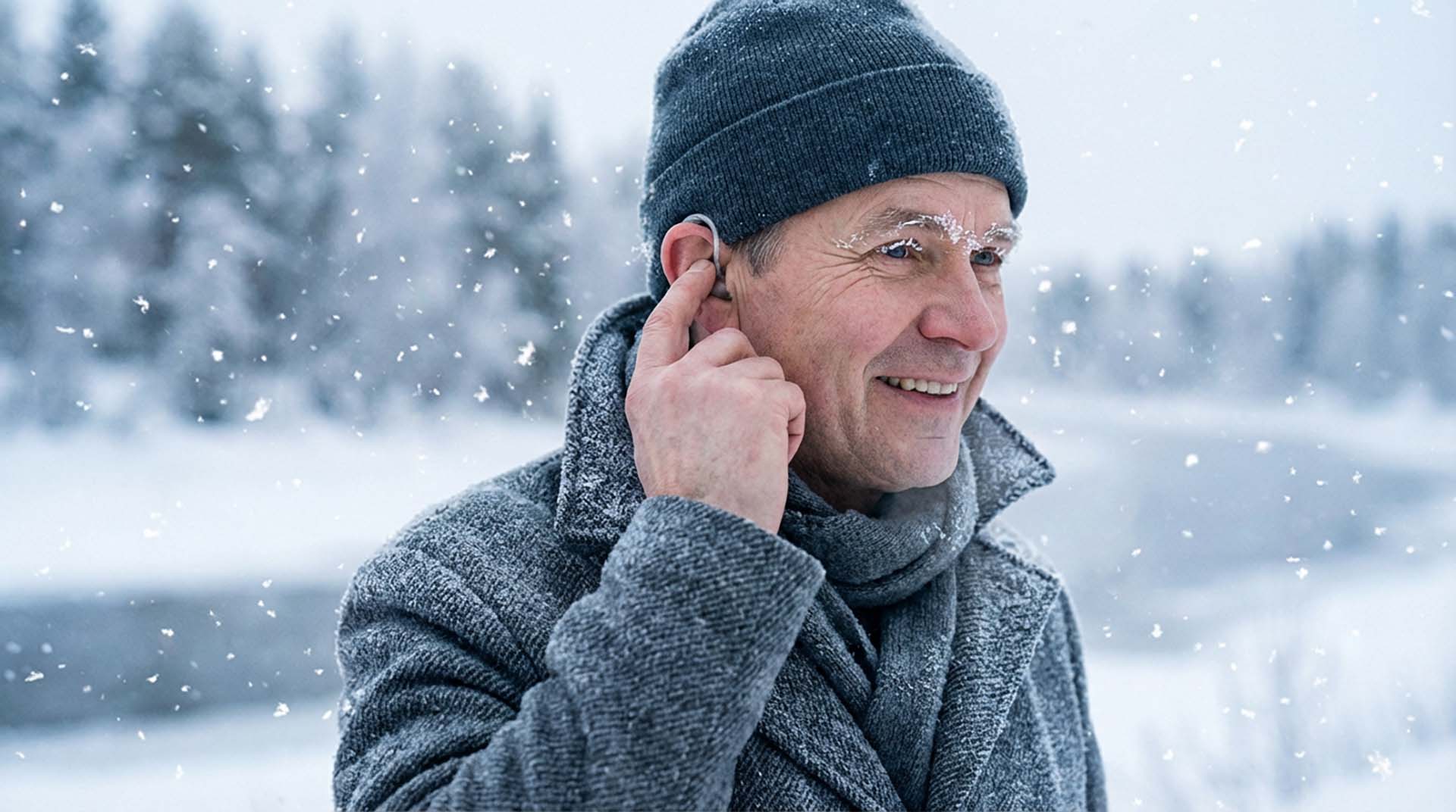 a middle age person using modern hearing aids